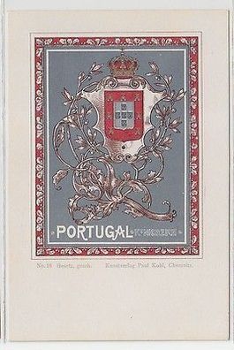 35935 Wappen Ak Lithographie Königreich Portugal um 1900