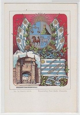 37832 Wappen Ak Lithographie Republik Uruguay um 1900