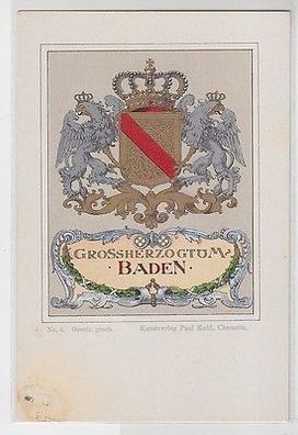 61501 Wappen Ak Lithographie Grossherzogtum Baden um 1900