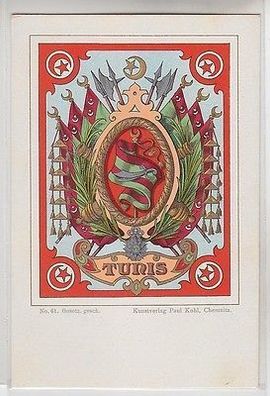 62799 Wappen Ak Lithographie Tunis (Tunesien) um 1900