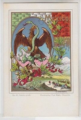 63583 Wappen Ak Lithographie Mexico um 1900