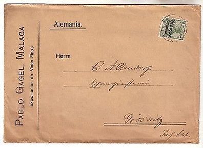 Brief aus Malage nach Gössnitz mit Deutsche Post in Marokko Stempel Tanger 1905