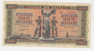 seltene 5000 Drachmen Banknote Griechenland 1942