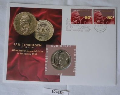 schöner Numisbrief ECU Niederlande 1995 Nobelpreis Jan Tinbergen in TOP Nr.9