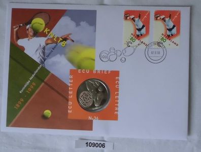 schöner Numisbrief ECU Niederlande 1999 100 Jahre KNTLB Tennis Bund in TOP Nr.36