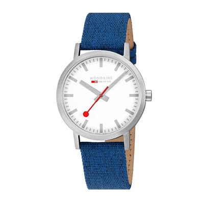 Mondaine Uhr Classic, 40mm, blaue Textiluhr, A660.30360.17SBD