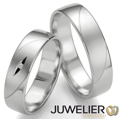 1 Paar Eheringe Trauringe in 585 Weissgold 48 07085