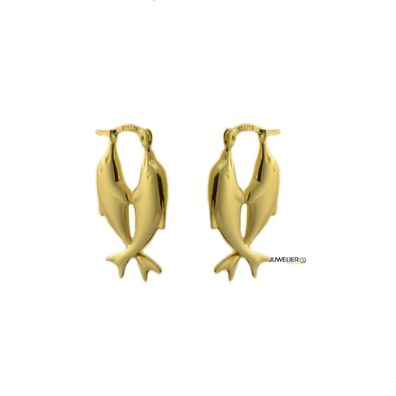 Gold Ohrringe, Ohrringe Delfinform 585er Gold