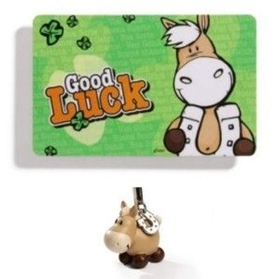 NICI Beauties Set Lucky NICI Card Pferd mit Glückskarte "Good Luck" Neuware