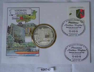 schöner Numisbrief mit versilberter Medaille Bundesland Nordrhein Westfalen 1993