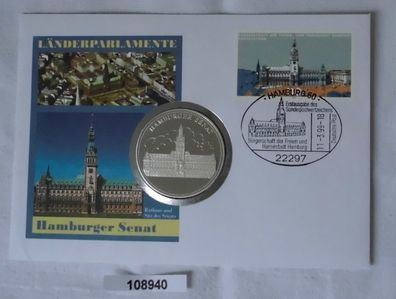 schöner Numisbrief mit versilberter Medaille Hamburger Senat 1999