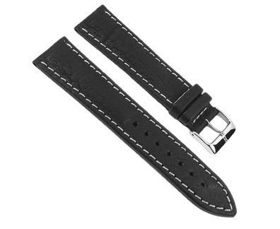 Wasserbüffel Ersatzband Uhrenarmband Leder schwarz 20mm 17672S