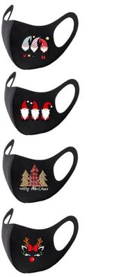 4 Weihnachtsmasken 4 Motive Mund-Nasen-Schutz Masken ca 34 x 13cm