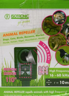 Tierabwehrgerät Ultraschall Tiervertreiber Batteriebetrieb Tierabwehr * A