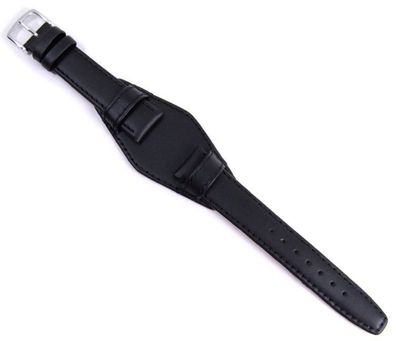 Uhrenarmband mit Unterlage Leder schwarz Kalb 18mm