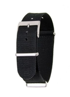 Minott Uhrenarmband Explorer Textil Durchzugsband schwarz 22mm