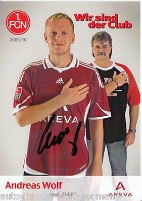 Andreas Wolf 1. FC Nürnberg 2009-10 Autogrammkarte + A 64666