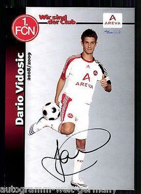 Dario Vidosic 1. FC Nürnberg 2008-09 Autogrammkarte + A 64645