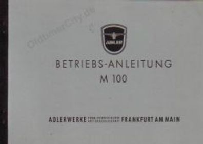 Betriebsanleitung Adler M 100, Motorrad, Oldtimer