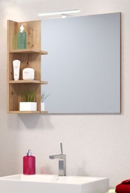 Wandspiegel Badspiegel Eiche Artisan mit Ablage Regal Badezimmer Möbel 79x67 Geo