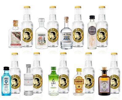 Mini Gin Tonic Probierset - 9 verschiedene Gin Sorten + 9x Thomas Henry Tonic W