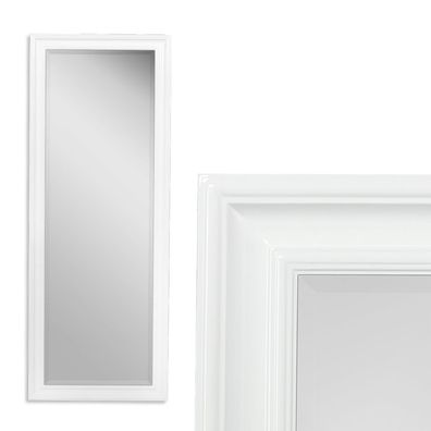 Spiegel GARVIN Glanz Weiss ca. 140x50cm Modern Schlicht Wandspiegel Facette