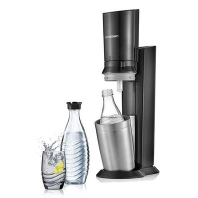 Sodastream Crystal Bruiswatertoestel + 60L CO2 Cilinder en Glazen Karaf 0,75cl Zwart.