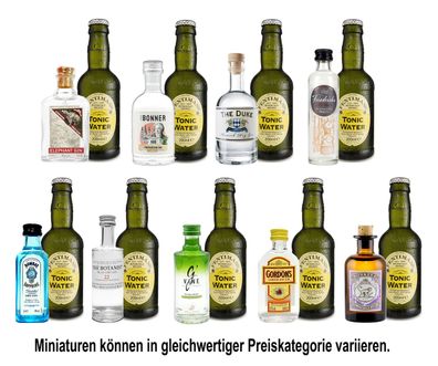 Mini Gin Tonic Probierset - 9 verschiedene Gin Sorten + 9x Fentimans Tonic Wate