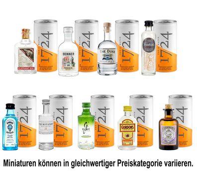 Mini Gin Tonic Probierset - 9 verschiedene Gin Sorten + 9x 1724 Tonic Water 200