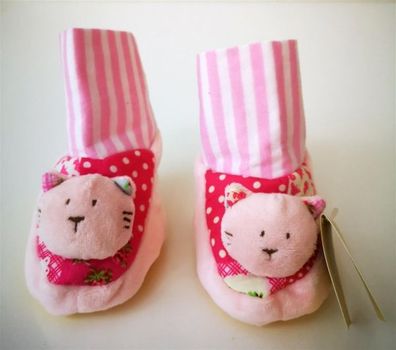 Babyschuhe Katze rosa Erstlinge Socken Überschuhe Baby Plüschschuhe Unisex 0-10