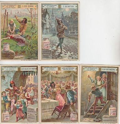 Liebigbilder Serie 376 "Der Rattenfänger von Hameln " 5 Bilder 1897 (109844)
