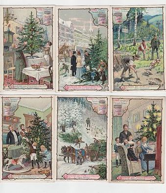 Liebigbilder Serie 499 "Geschichte des Weihnachtsbaumes " komplett 1901 (109845