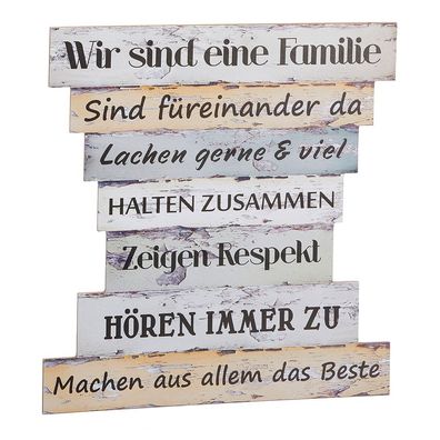 Holzschild Familienregeln ca. 30x32cm Deko-Wandbild Schild Vintage Shabby Spruch