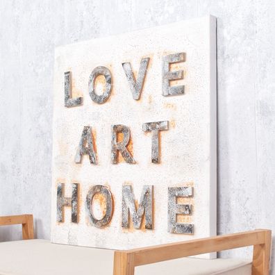 Wandbild LOVE-ART-HOME Holzrahmen 3D Buchstaben Acryl Deko 60x60cm Bild