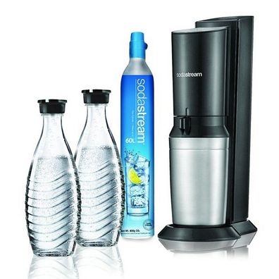 Sodastream Crystal Megapack met 2 Glazen Karaffen en 60L CO2 Cilinder Zwart.