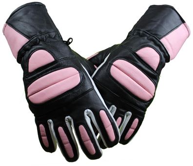 Motorrad BIKER Echt Lamm Leder Handschuhe Custom GLOVES Retro rosa