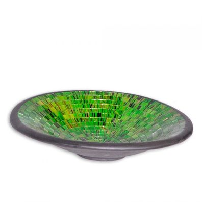 Deko-Schale UBUD-L rund mit Glas-Mosaiksteinen Ø ca. 36cm Grün Deko-Teller