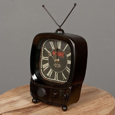 Vintage Tischuhr TIWI Dark-Brown Metall Retro Standuhr Radio Fernseher Uhr