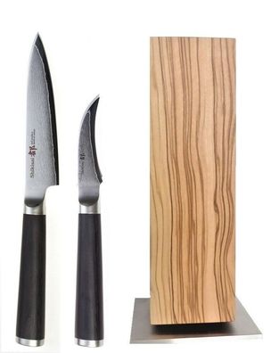 3 teiliges Messerset Allzweckmesser Schälmesser und Messerblock
