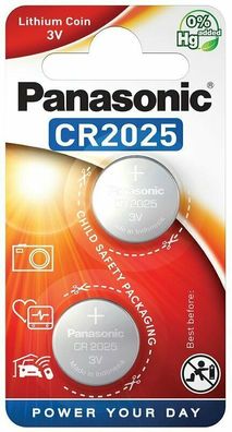 2 x Panasonic CR2025 Lithium battery 3V 165mAh Knopfzelle (Blister)
