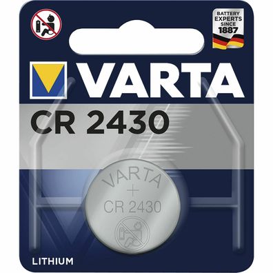 1x Varta CR 2430 CR2430 3V Lithium Batterie Knopfzelle (Blister)