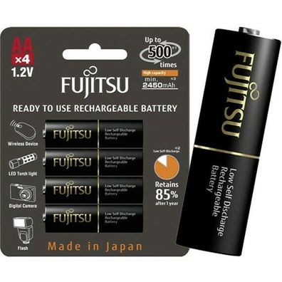 4 x Fujitsu Schwarz R6 / AA 2550mAh HR-3UTHC Wiederaufladbare Batterien