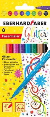 Fasermaler Glitter 8er Etui, 3mm, sortiert 551008