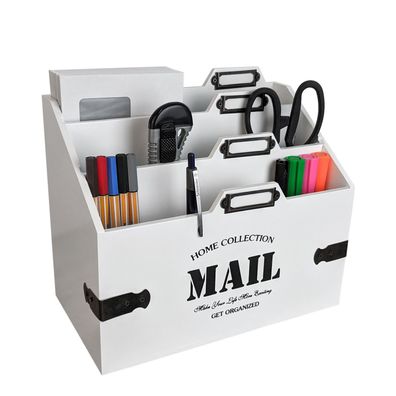 Holz Schreibtischorganizer 'Mail' mit 3 Fächern - Weiß