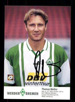 Thomas Wolter Autogrammkarte Werder Bremen 1996-97 Original Signiert