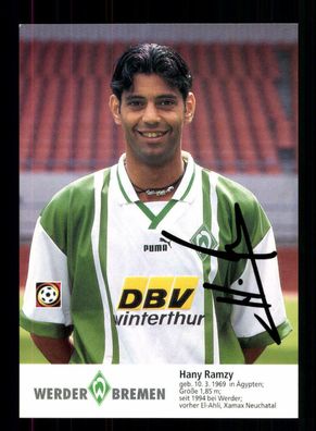 Hany Ramzy Autogrammkarte Werder Bremen 1996-97 Original Signiert