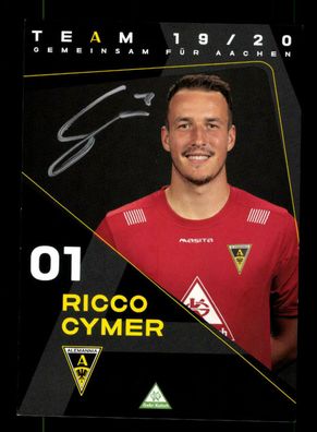 Ricco Cymer Autogrammkarte Alemannia Aachen 2019-20 Original Signiert