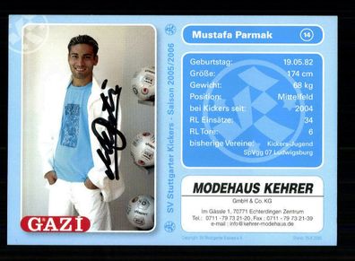 Mustafa Parmak Autogrammkarte Stuttgarter Kickers 2005-06 Original Signiert