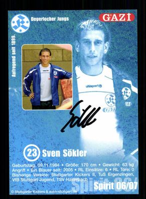 Sven Sökler Autogrammkarte Stuttgarter Kickers 2006-07 Original Signiert