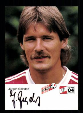 Jürgen Gelsdorf Autogrammkarte Bayer Leverkusen 1984-85 1. Karte Original